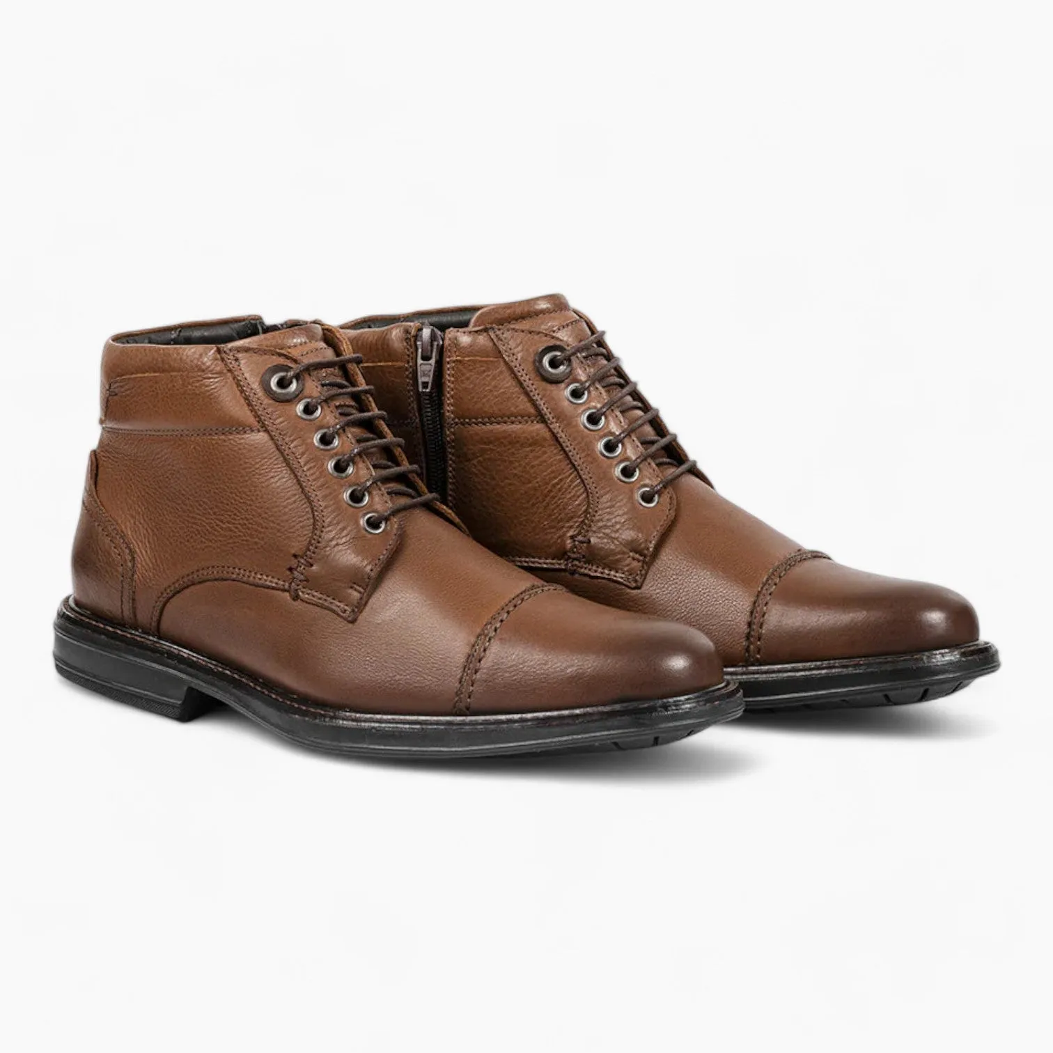 Anatomic & Co Abade Men's Brown Leather Lace-Up Boots - Toe Cap, Medium Fit