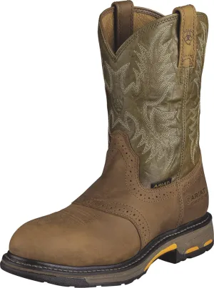 Ariat Mens Workhog Wrok BootsvPullon Agedbark/Armygreen