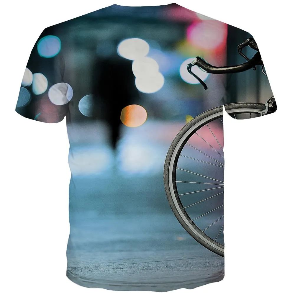 Bicycle T shirts Men Metal T shirts Funny City Tshirt Printed Psychedelic Tshirt Anime