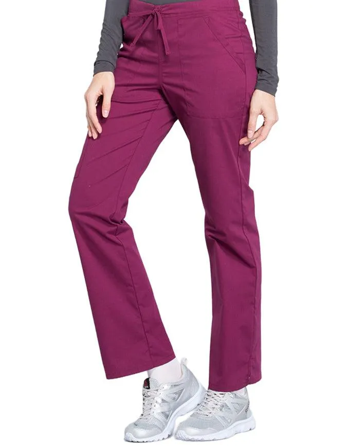 Cherokee Workwear Professionals Women's Drawstring Mid Rise Straight Leg Pant