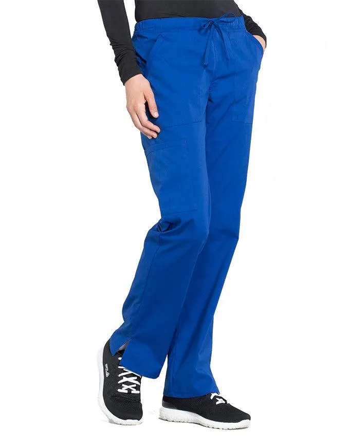 Cherokee Workwear Professionals Women's Drawstring Mid Rise Straight Leg Pant