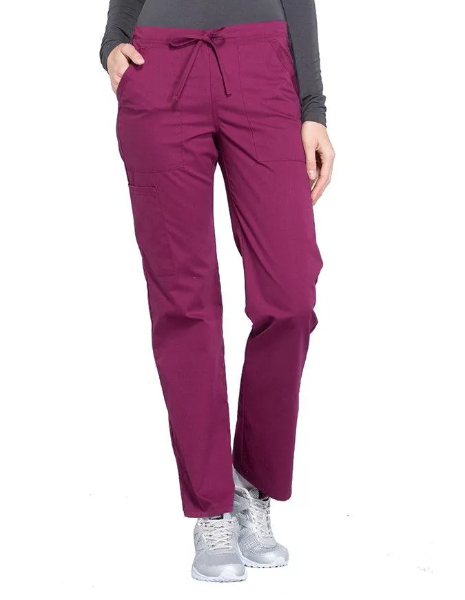 Cherokee Workwear Professionals Women's Drawstring Mid Rise Straight Leg Pant