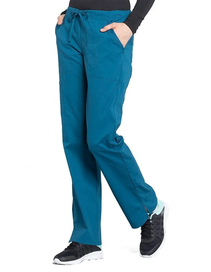 Cherokee Workwear Professionals Women's Drawstring Mid Rise Straight Leg Pant