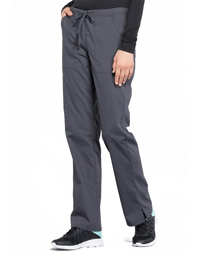 Cherokee Workwear Professionals Women's Drawstring Mid Rise Straight Leg Pant