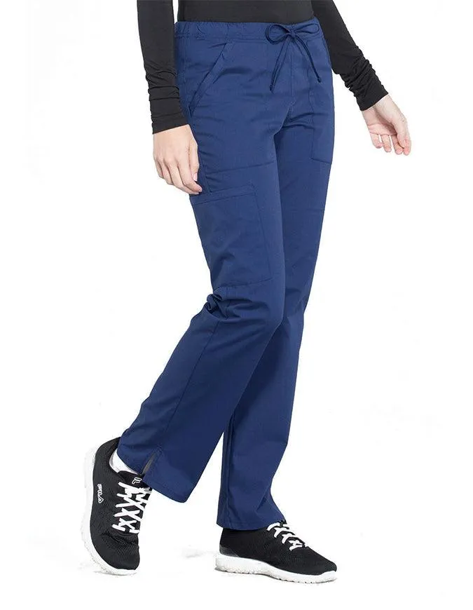 Cherokee Workwear Professionals Women's Drawstring Mid Rise Straight Leg Pant