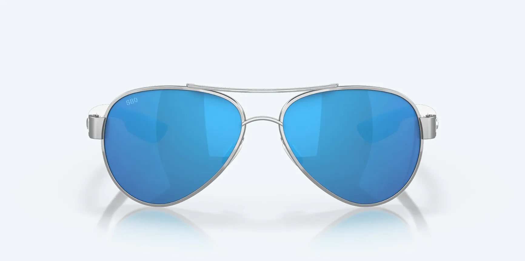 Costa Del Mar Loreto Palladium White Temples Frame/Blue Mirror Glass Lens Sunglasses