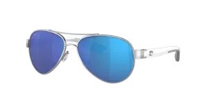 Costa Del Mar Loreto Palladium White Temples Frame/Blue Mirror Glass Lens Sunglasses