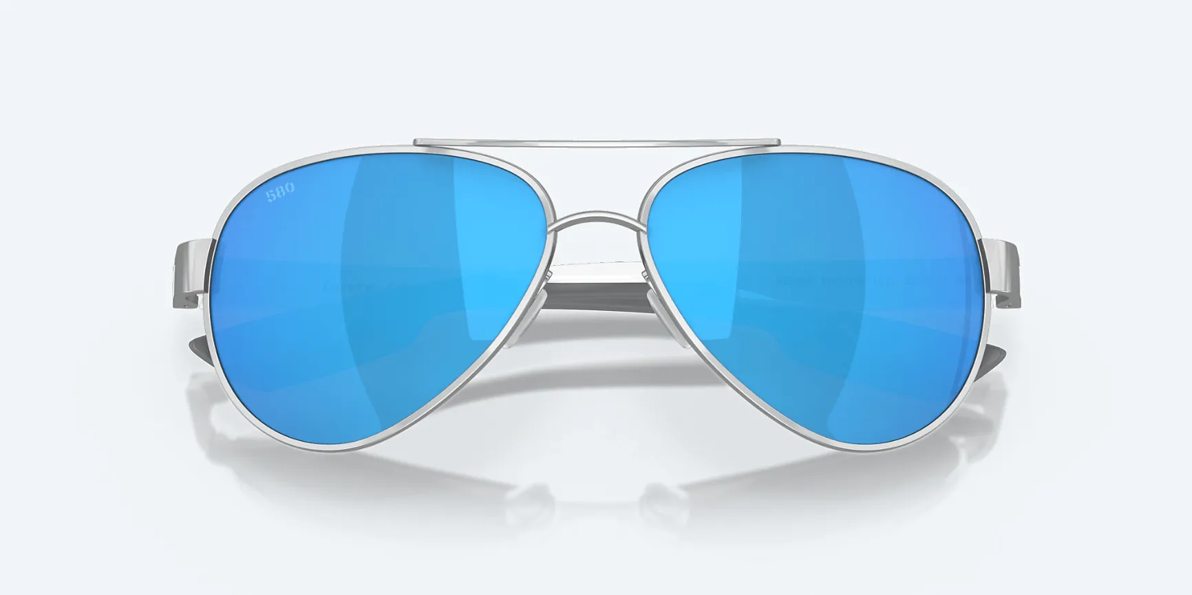 Costa Del Mar Loreto Palladium White Temples Frame/Blue Mirror Glass Lens Sunglasses