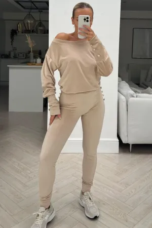 Dinah beige velour loungewear set