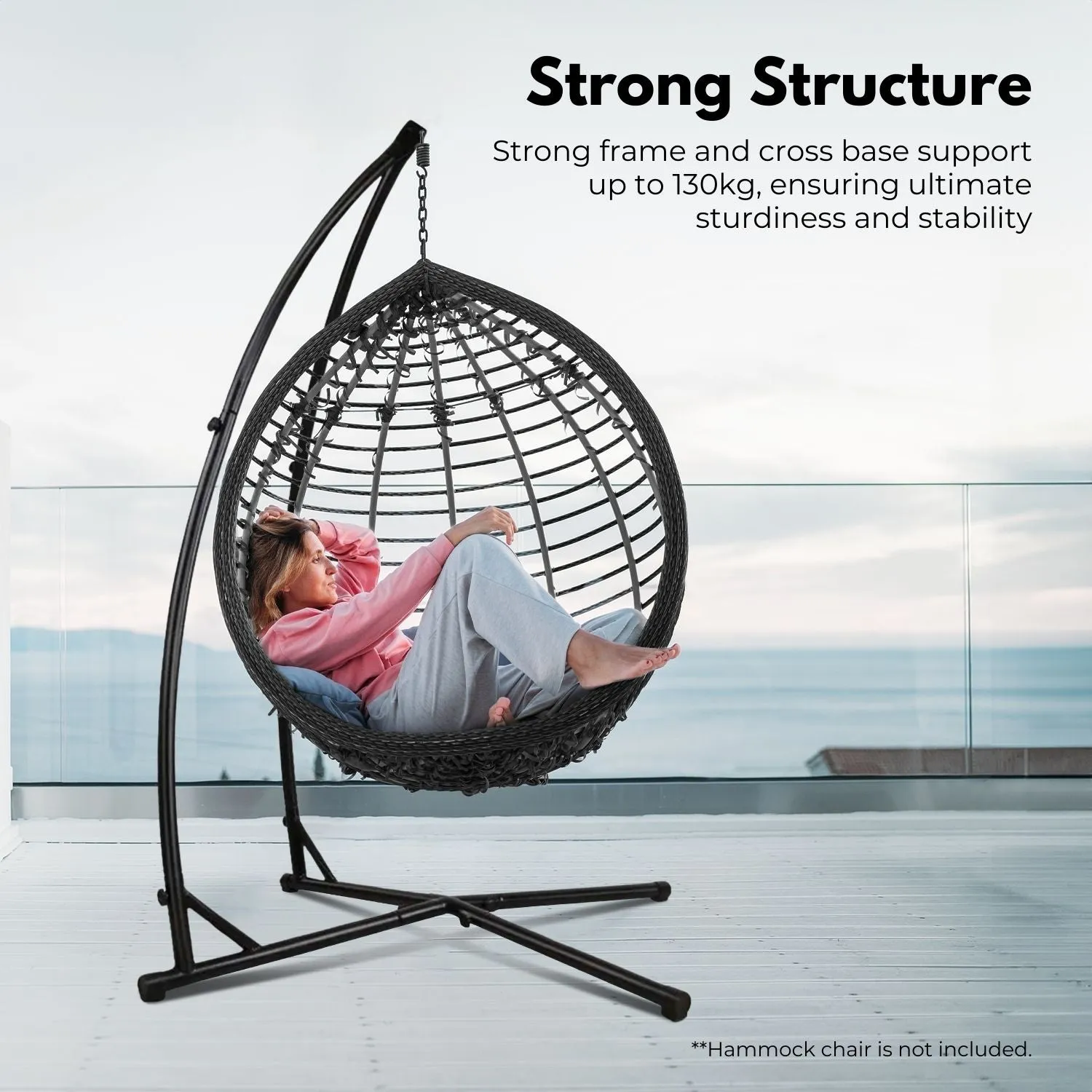 Durable Waterproof Hammock Chair Stand, 120kg Capacity - NOVEDEN