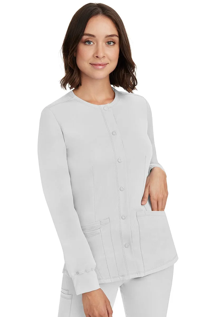 HH-Works Women's Megan Snap Front Scrub Jacket | White