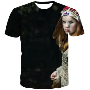 Indians T shirts Men Grassland Shirt Print Sunset T-shirts Graphic War Tshirts Casual