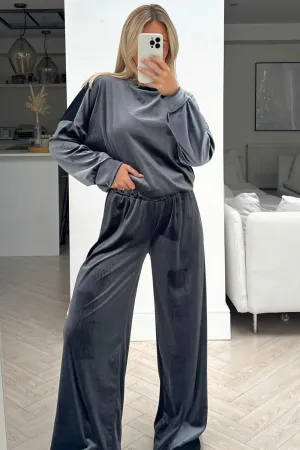 Katie grey velour loungewear set