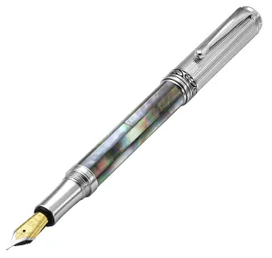 Maestro® Black Mother of Pearl Fountain Pen (Fine Nib) - Chrome Plated