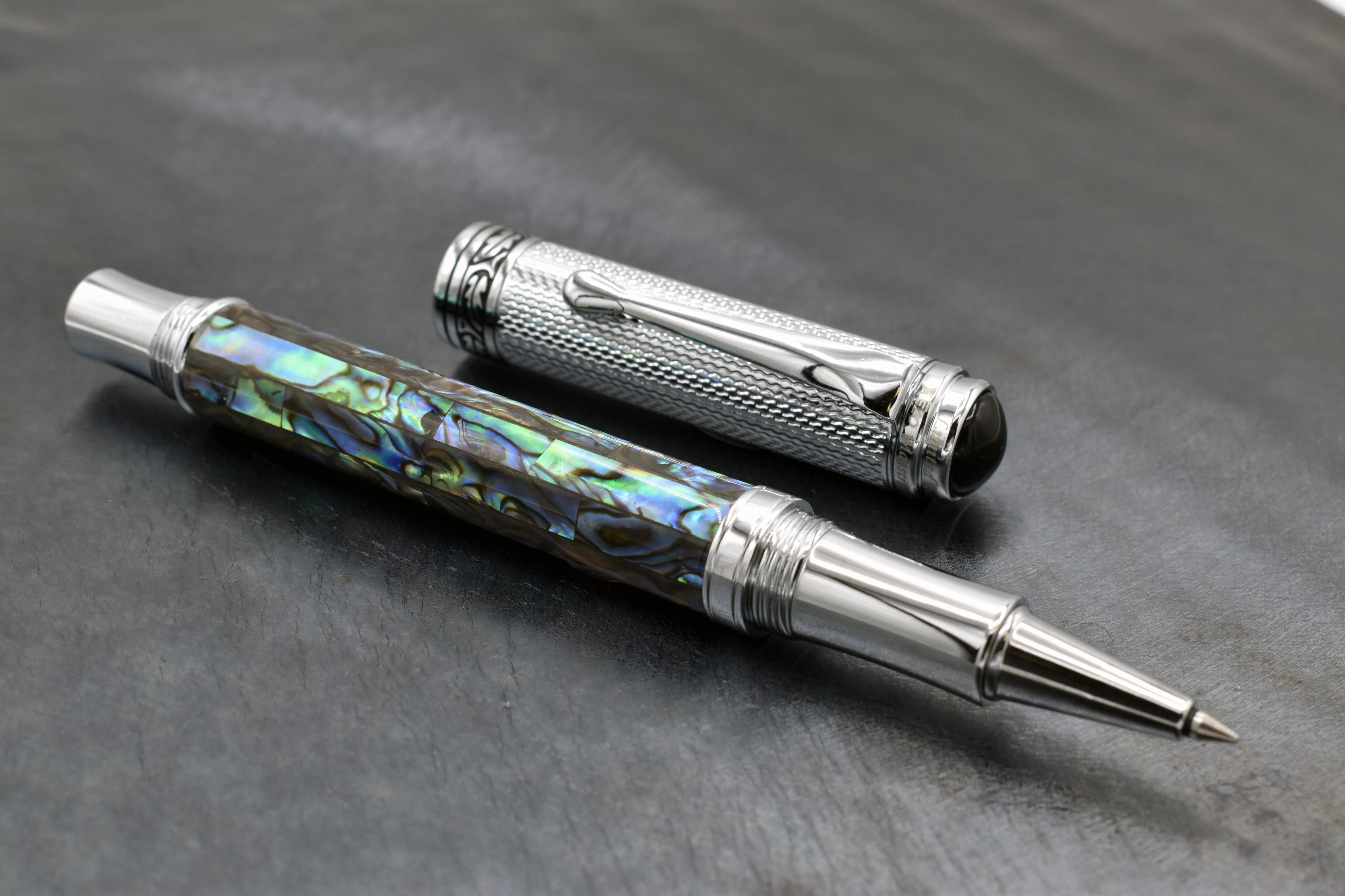 Maestro® Paua Abalone Sea Shell Rollerball Pen - Chrome Plated