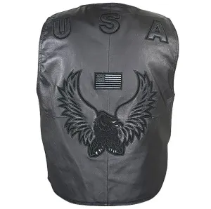 Men's 3011-Vest American Eagle Black Leather Vest by USA Leather