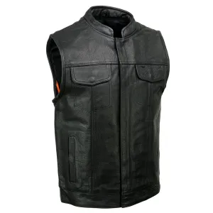 Milwaukee Leather SH2036 Men's Black Club Style' Open Neck Leather Vest