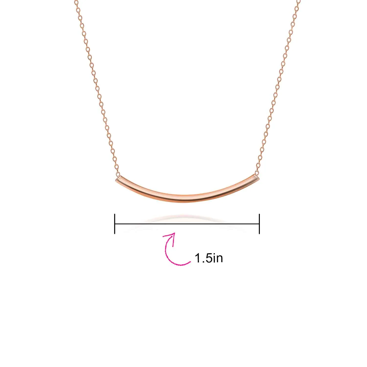 Minimalist Curved Bar Pendant Necklace in 14K Rose Gold Plated Sterling Silver