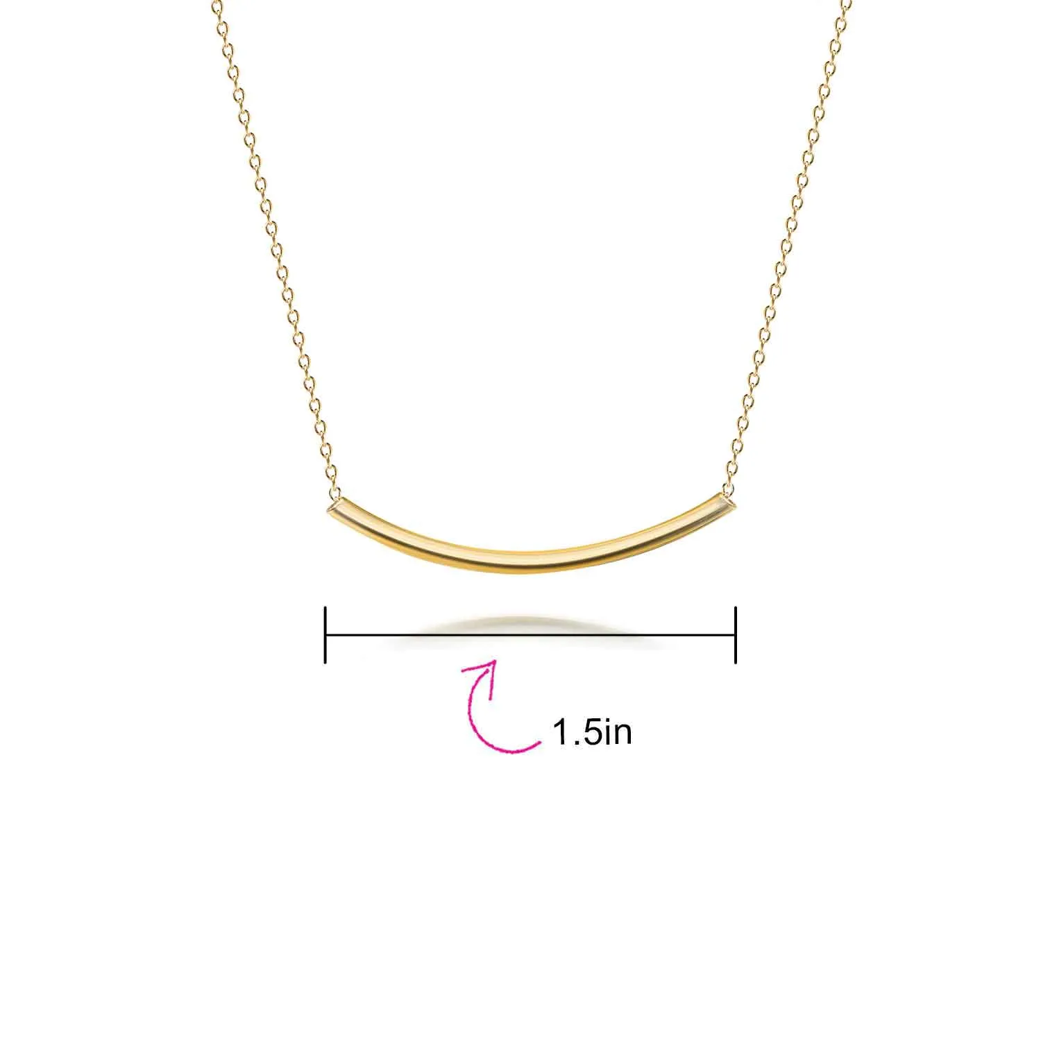 Minimalist Curved Bar Pendant Necklace in 14K Rose Gold Plated Sterling Silver