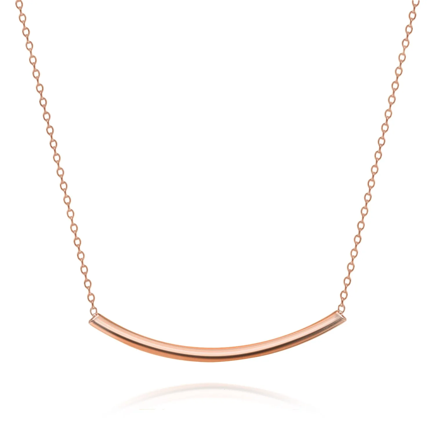 Minimalist Curved Bar Pendant Necklace in 14K Rose Gold Plated Sterling Silver