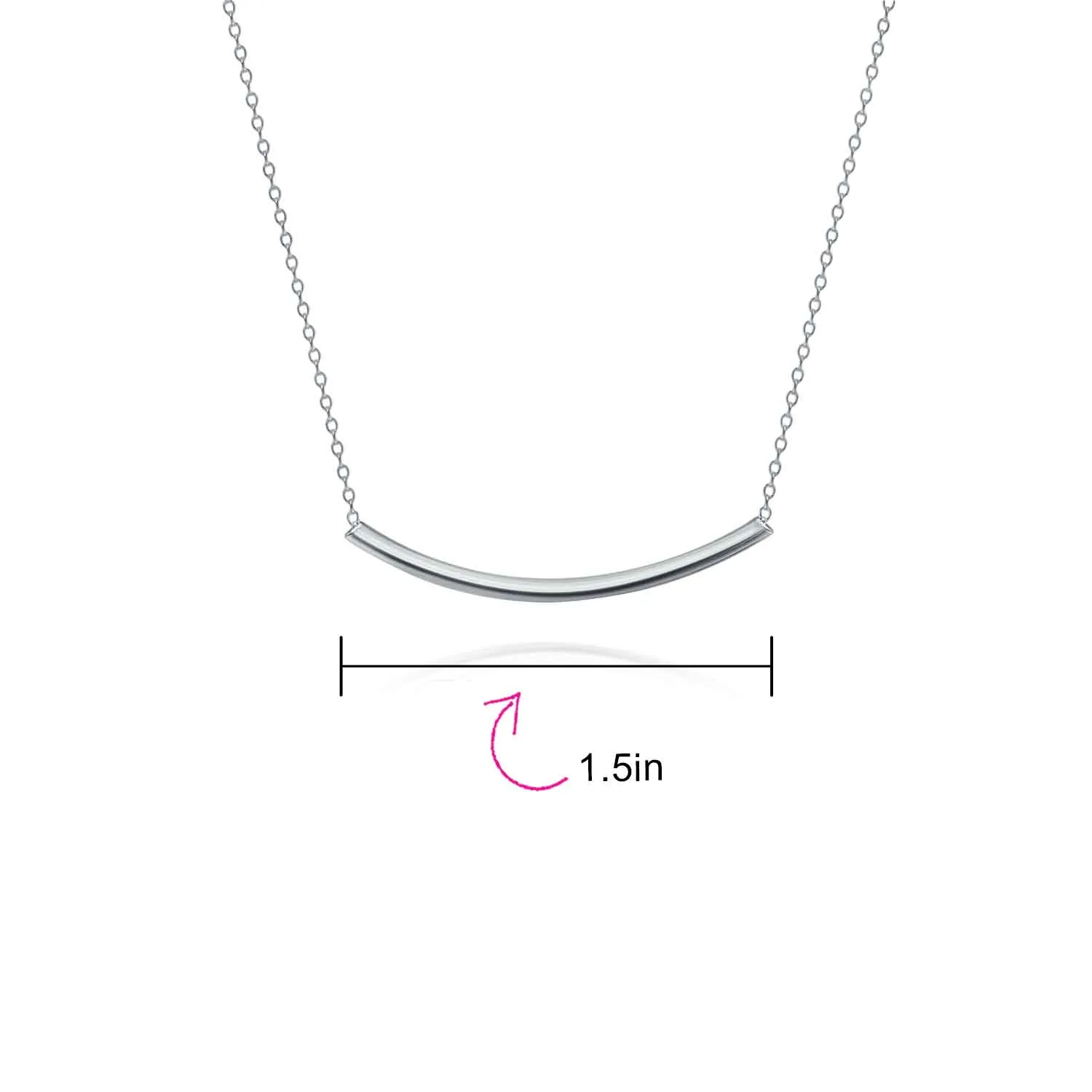 Minimalist Curved Bar Pendant Necklace in 14K Rose Gold Plated Sterling Silver