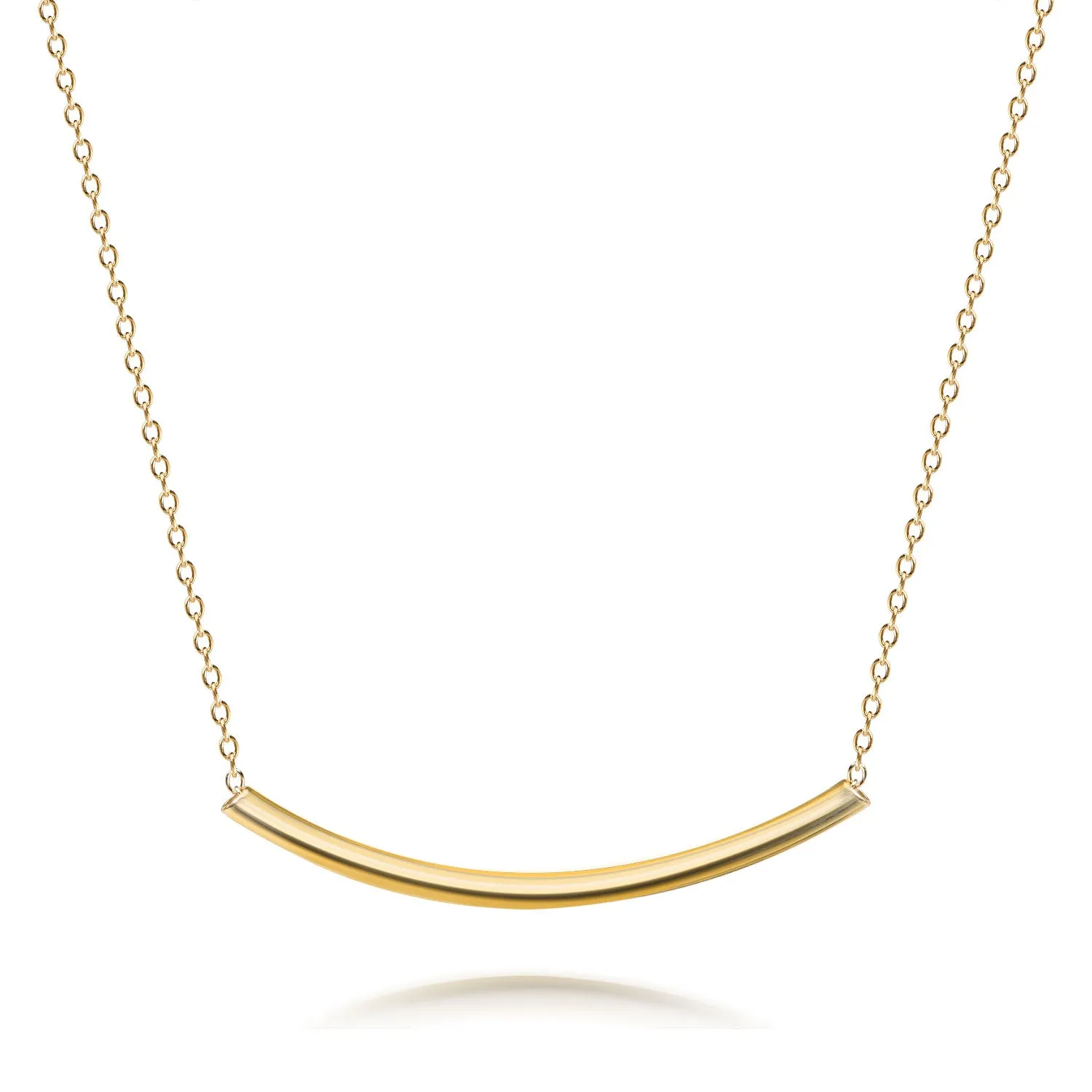 Minimalist Curved Bar Pendant Necklace in 14K Rose Gold Plated Sterling Silver