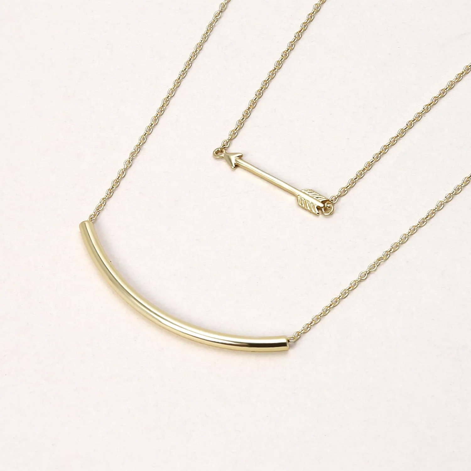 Minimalist Curved Bar Pendant Necklace in 14K Rose Gold Plated Sterling Silver