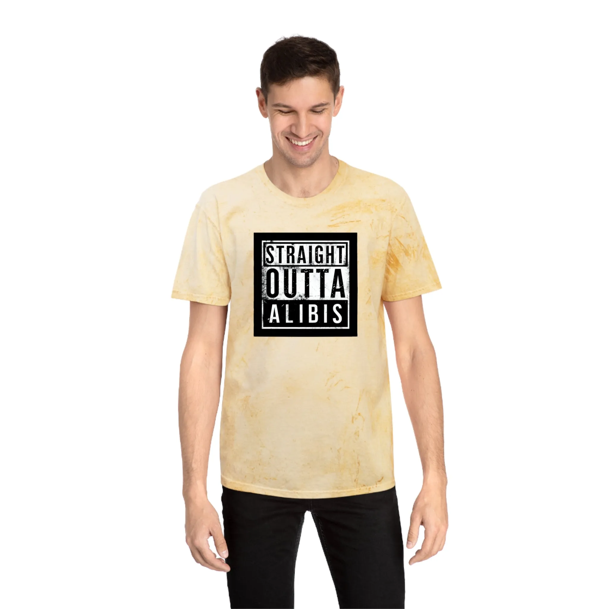 NEW! Retro Straight Outta Alibis Unisex Color Blast T-Shirt – Stylish & Fun Casual Wear