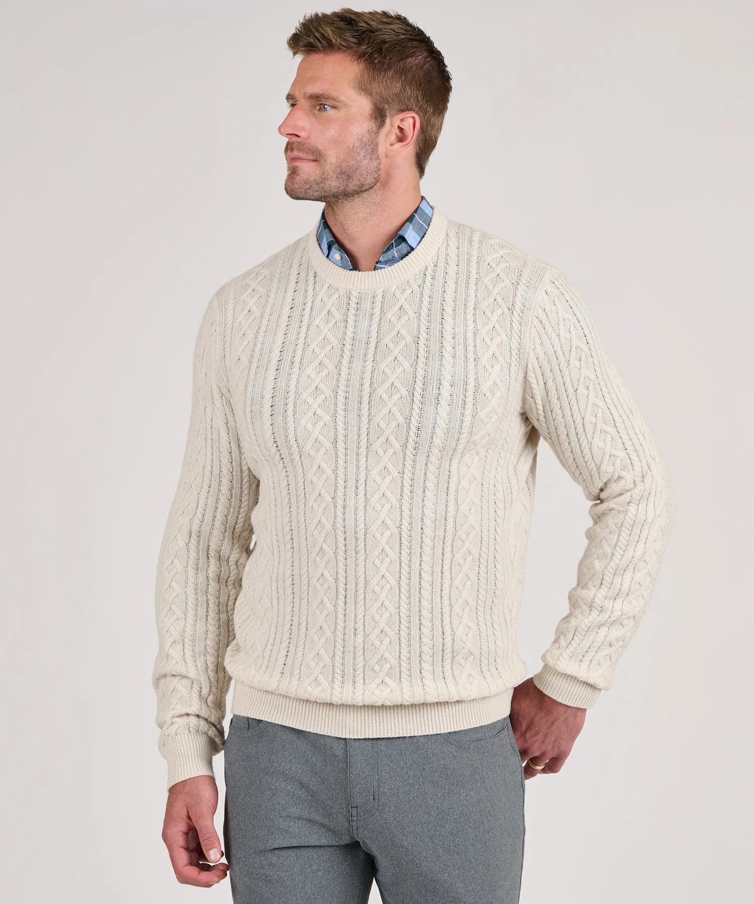 Peter Millar Crescent Ridge Cable Crew Pullover Sweater