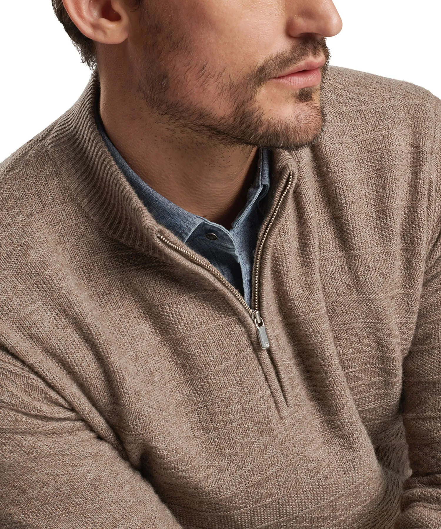 Peter Millar Crescent Texture Quarter Zip Pullover Sweater