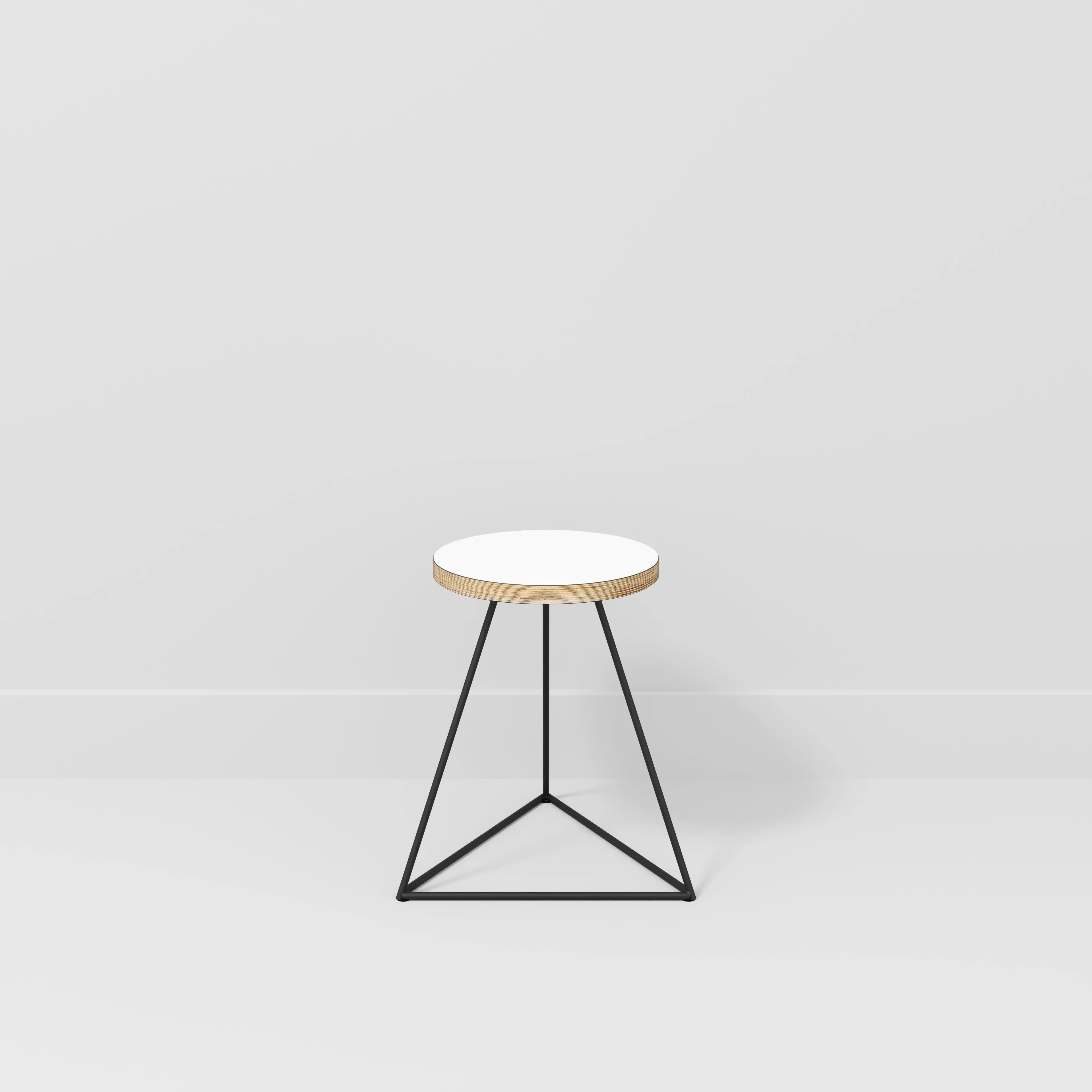 Plywood Stool with Black Prism Base - Formica White