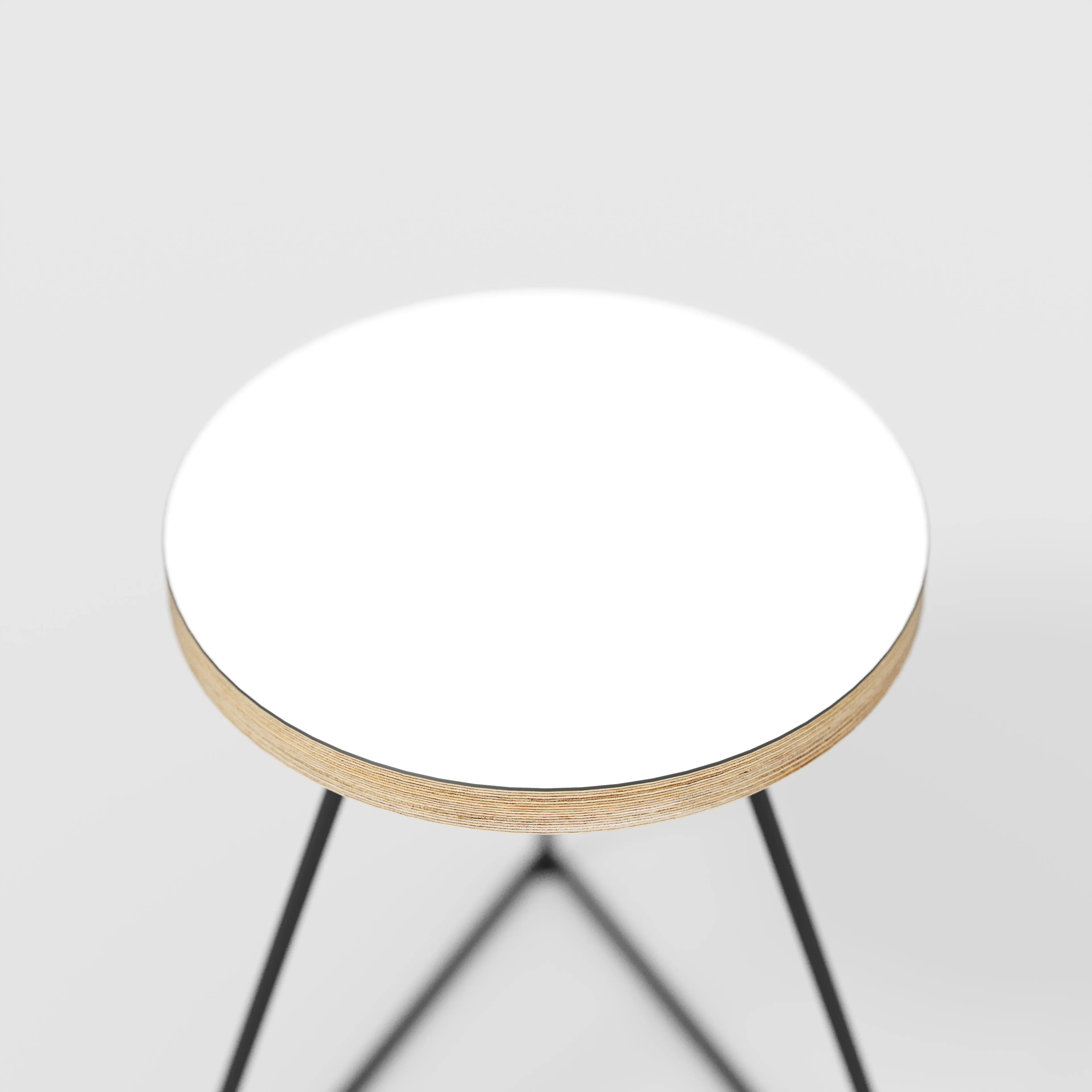 Plywood Stool with Black Prism Base - Formica White