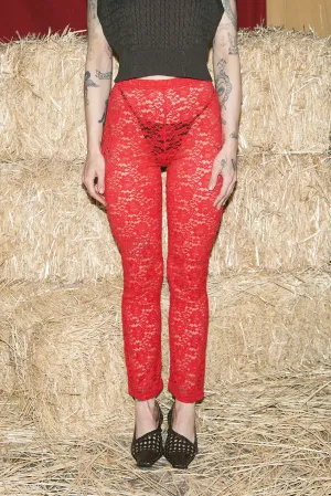 Red Rose Lace Pants