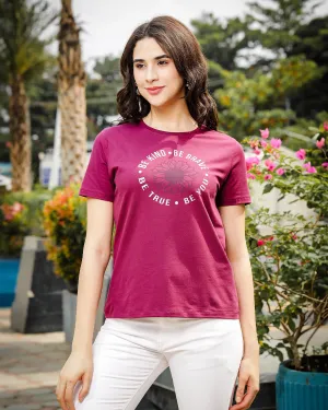 Round Neck Printed T Shirts for Women, Versatile Ladies Wear