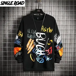 Single Road Mens Crewneck Sweatshirt Men Harajuku