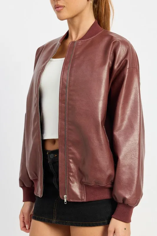 “Street smart” vintage leather bomber jacket