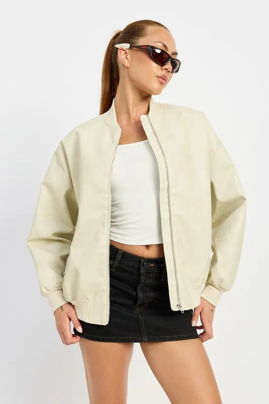 “Street smart” vintage leather bomber jacket