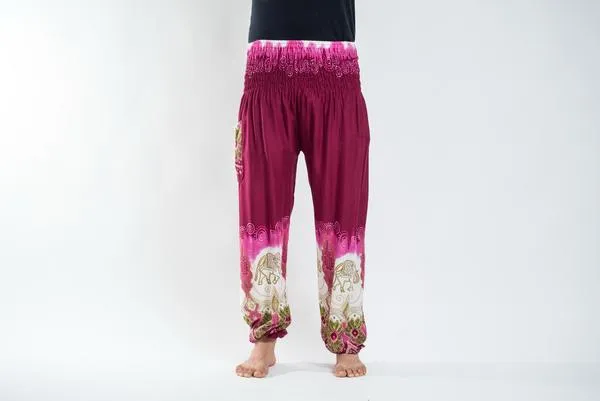 Unisex Solid Top Elephant Harem Pants in Magenta