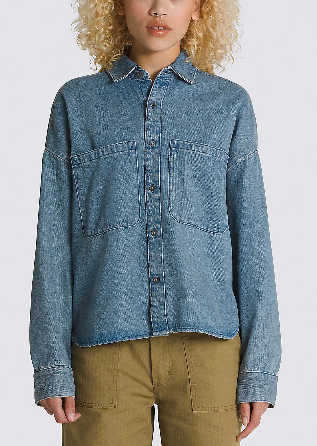 Vans Women's Antica Boxy Denim Long Sleeve Shirt