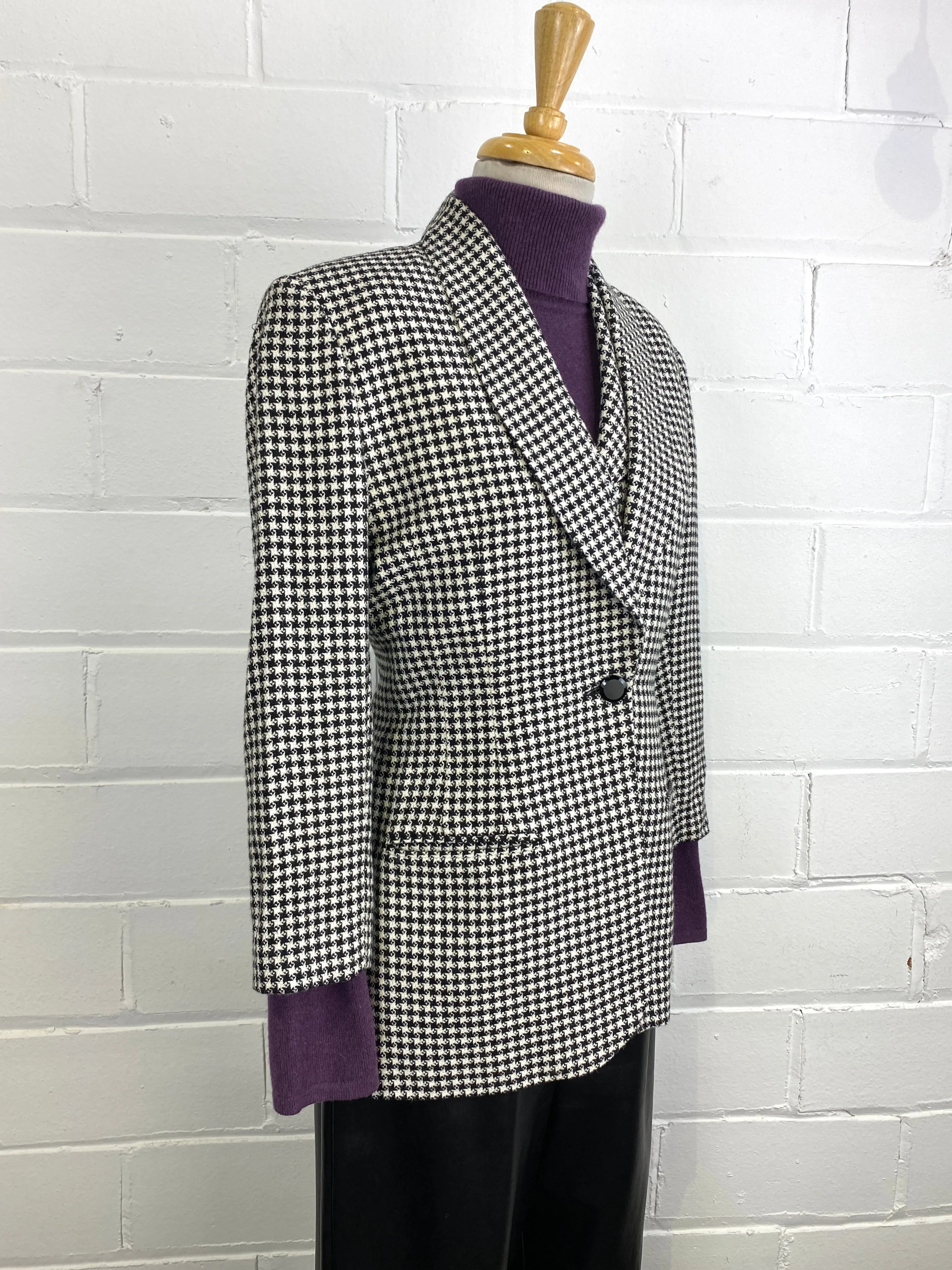 Vintage 1990s Black & White Houndstooth Jacket, B38