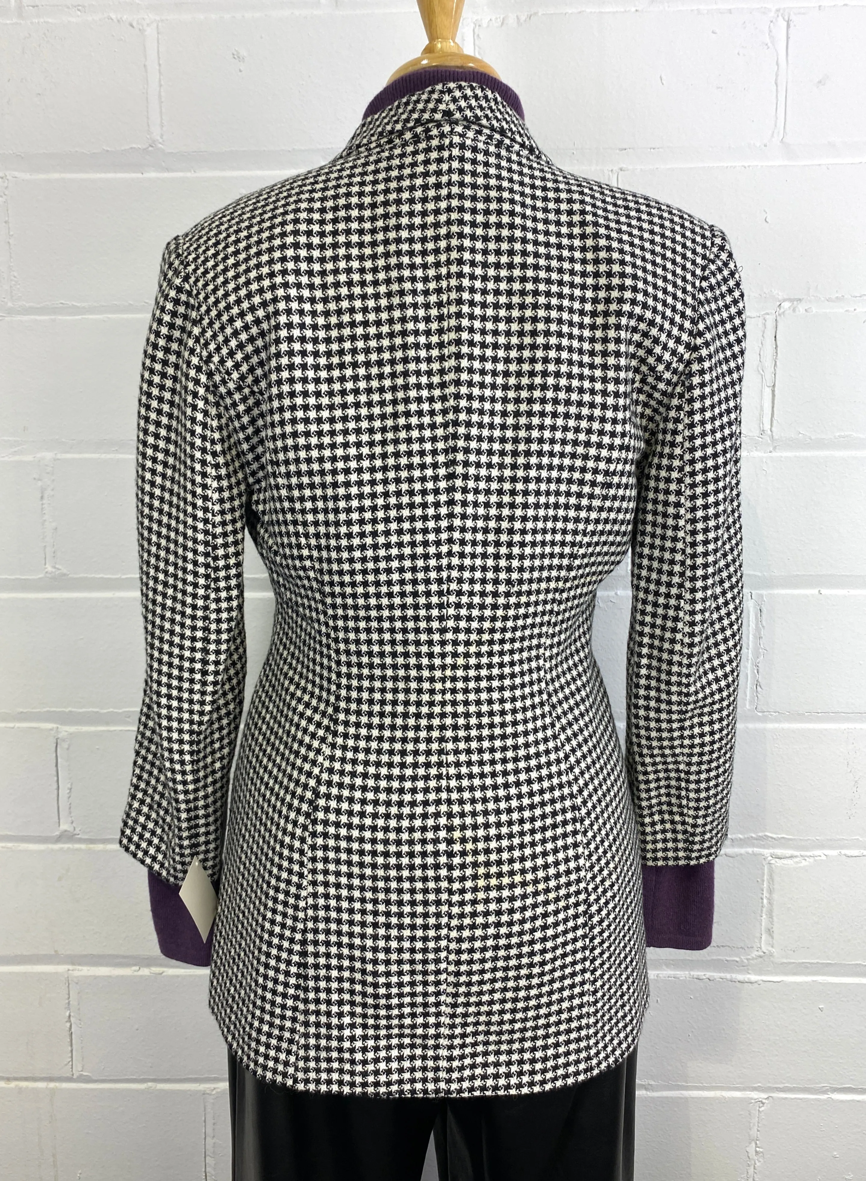 Vintage 1990s Black & White Houndstooth Jacket, B38