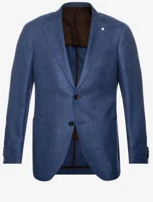 Wool Silk Linen Jacket Blue